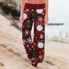 Женские модные повседневные удобные пижамные брюки с рождественским принтом, широкие брюки на шнурке