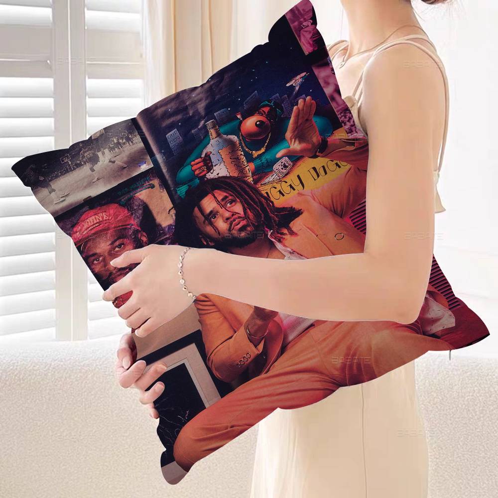 Singer J.Cole Music Album Stitch Lucky Dragon Pillow Cover Sofa Cushion Cover Home Room Decoration Children Gift