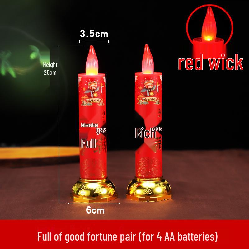 Red LED Battery-Operated Candle for Buddha Offering and God of Wealth Ornament