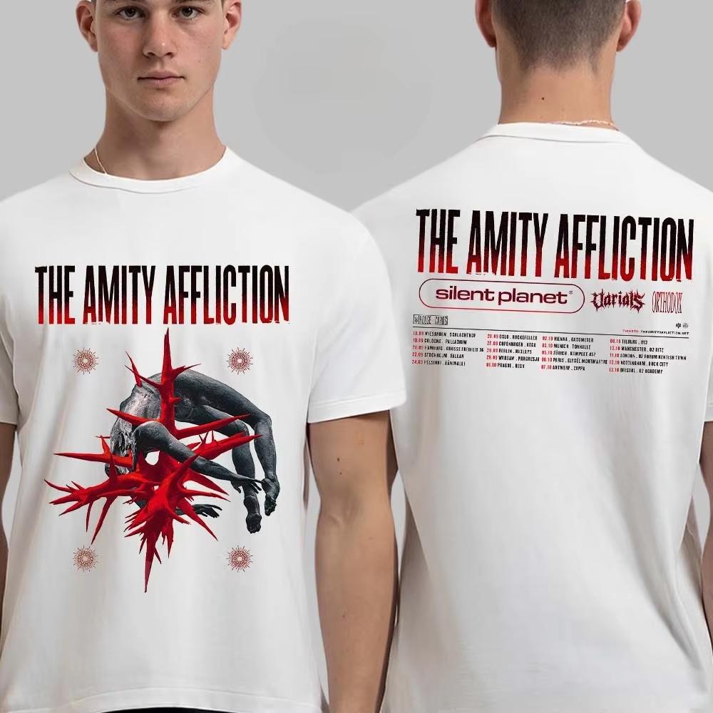 The Amity Affliction Футболка с принтом House of Cards Шипастая Маска Металкор Уличная одежда Повседневная Унисекс