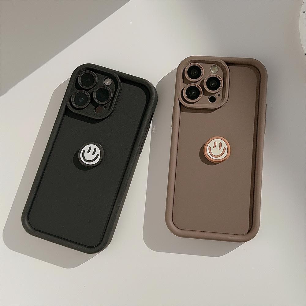 3D small smiley face 17 phone case suitable for iPhone 15, 11, 14 Pro Max, niche 12, full coverage 16, Huawei