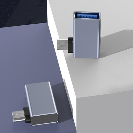 Адаптер Micro USB к USB с угловым удлинителем 90 градусов, с функцией OTG и портом внешнего питания, стабильный ток, адаптер питания