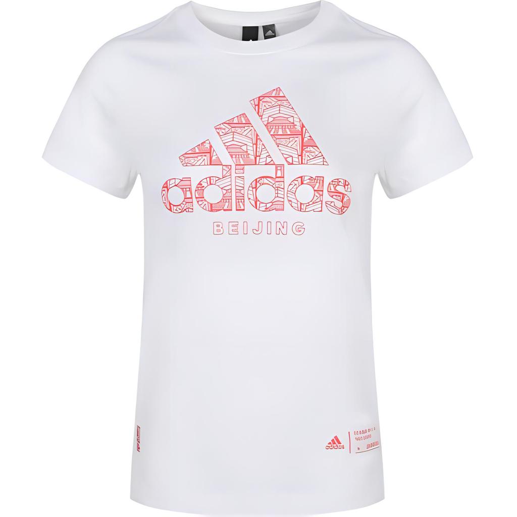 adidas KC Tee BC BJ Логотип Уличный Повседневный Спортивный С Круглым Вырезом Футболка с Коротким Рукавом Женские Топы Белый DY8731