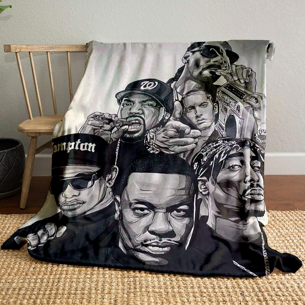 Timeless West Coast Hip Hop Legends Dark Plush Blanket, Cuddly Soft Blanket for Night and Day, Warm Plush Blanket for Home Comfort