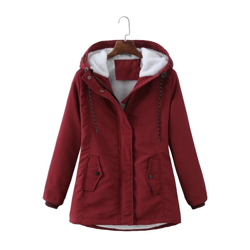 Женская зимняя парка с капюшоном Warmth Plus Velvet Coats Thicken Contrast Casual Cotton Jacket Autumn Winter Upperwears
