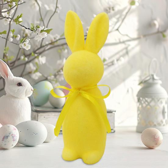 Пасхальный кролик статуэтка отдельно стоящая пенопластовый кролик украшение искусственный мох кролик флокированный кролик фигурка центральный элемент для каминной полки обеденного стола
