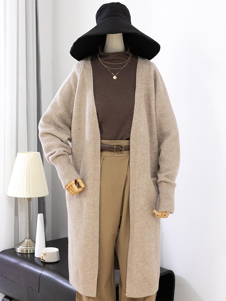 Женский однотонный свободный толстый теплый свитер кардиган с карманами женский весенне-осенний трикотажный свитер с V-образным вырезом женские повседневные топы C-124