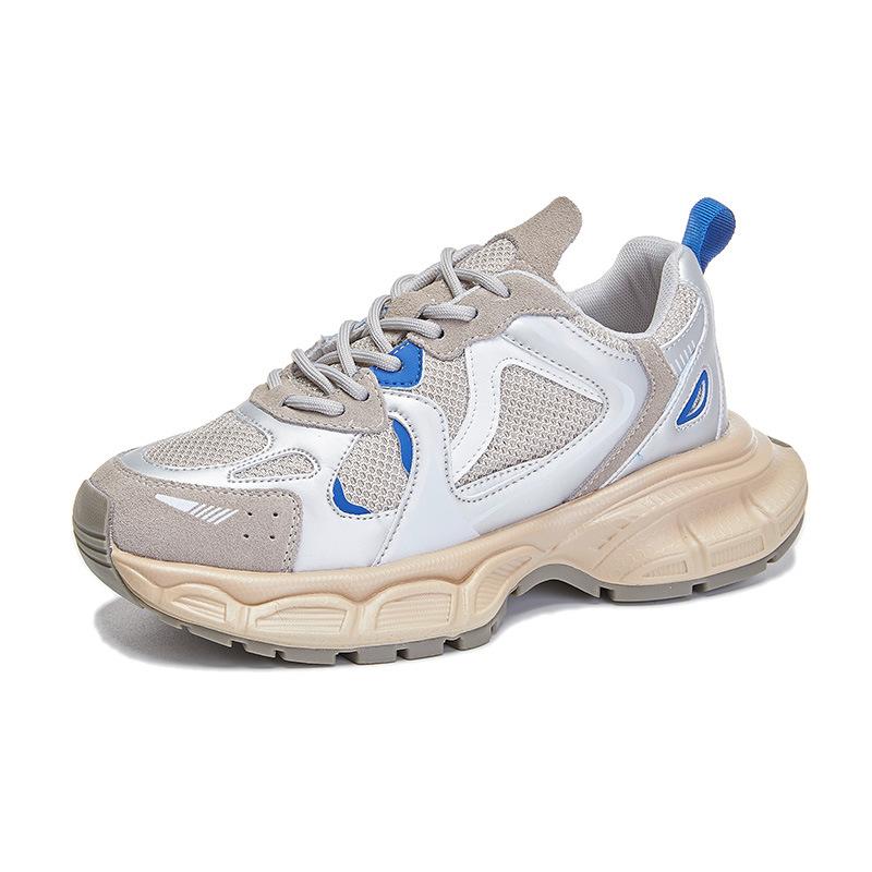 Абсорбирующая подошва кожаные папины кроссовки женские 2025 весна на толстой подошве увеличивающие рост спортивные туфли повседневные универсальные дышащие женские туфли