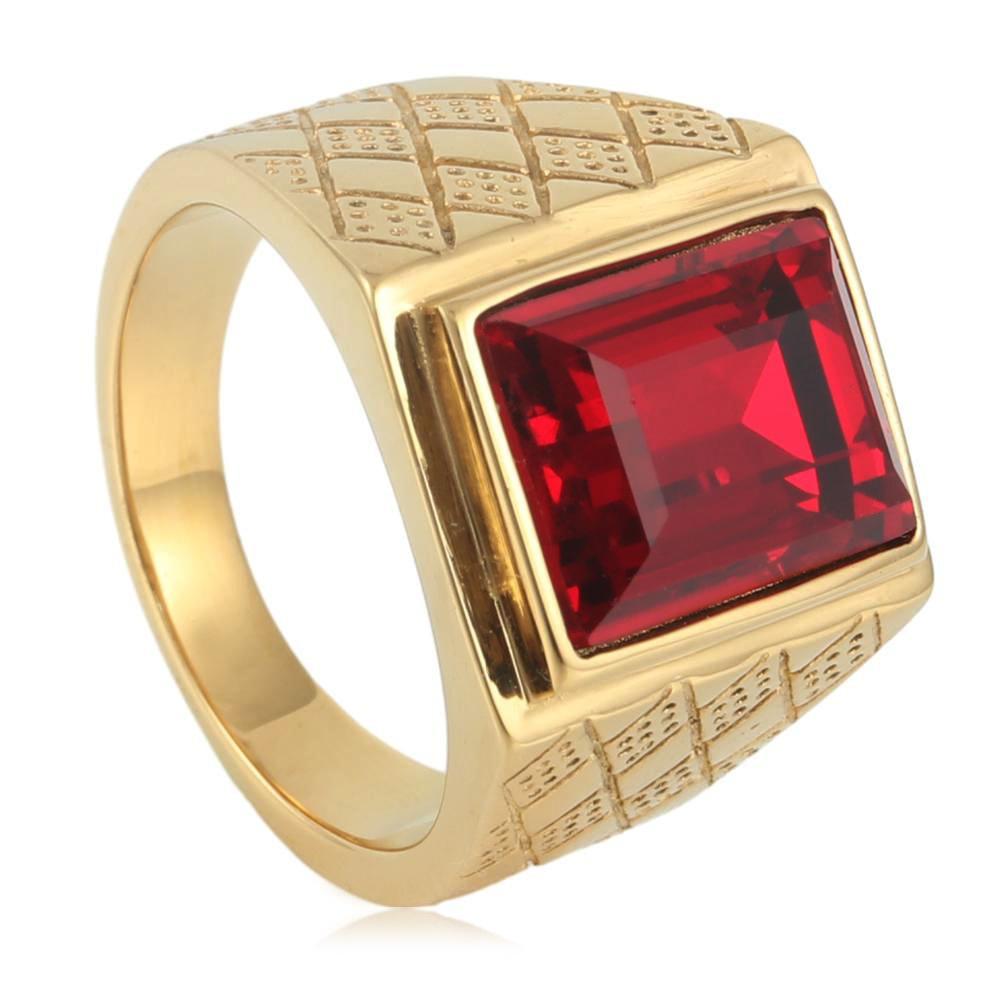 2026 European and American Fashion Square Diamond Ring Agate Rhombus Ring Domineering Retro Ring