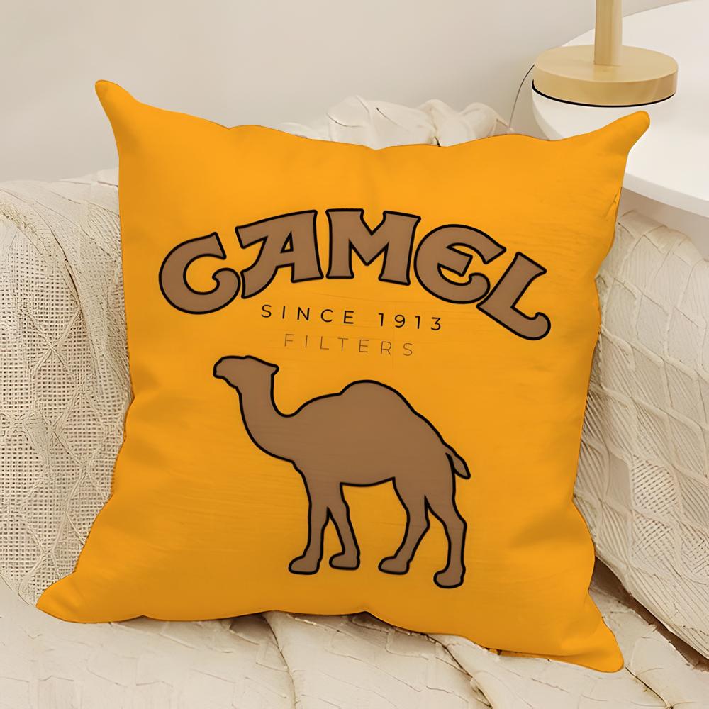 Classic Vintage Camel Pillow Case Natural Linen Double-Sided Printing Sofa Home Decor Cushion Cover
