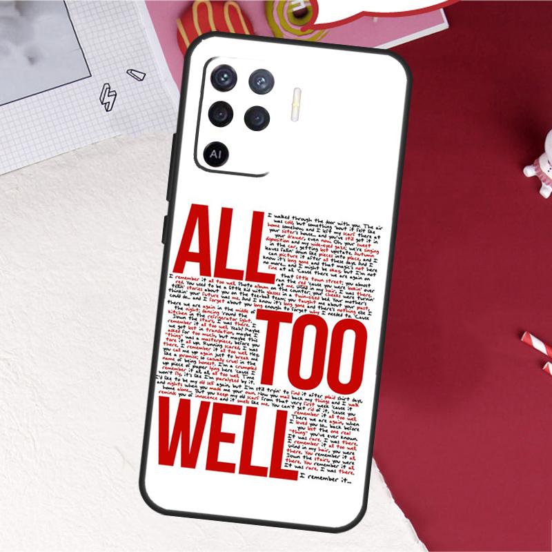 All Too Well Lyrics Case For Oppo A17 A57 A77 A74 A54 A94 A78 A98 A18 A60 A80 A40 A38 A58 A96 A76 A16 A15 A5 Pro