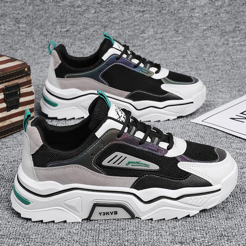 Men's Breathable Thick Soled Casual Sports Shoes Summer Soft Sole Student Flat Walking Shoes Outdoor Running Shoes Male Sneakers