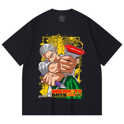 230 г/м² 100% хлопок Sakamoto Days V4 Принт Таро Унисекс Тяжелая хлопковая футболка