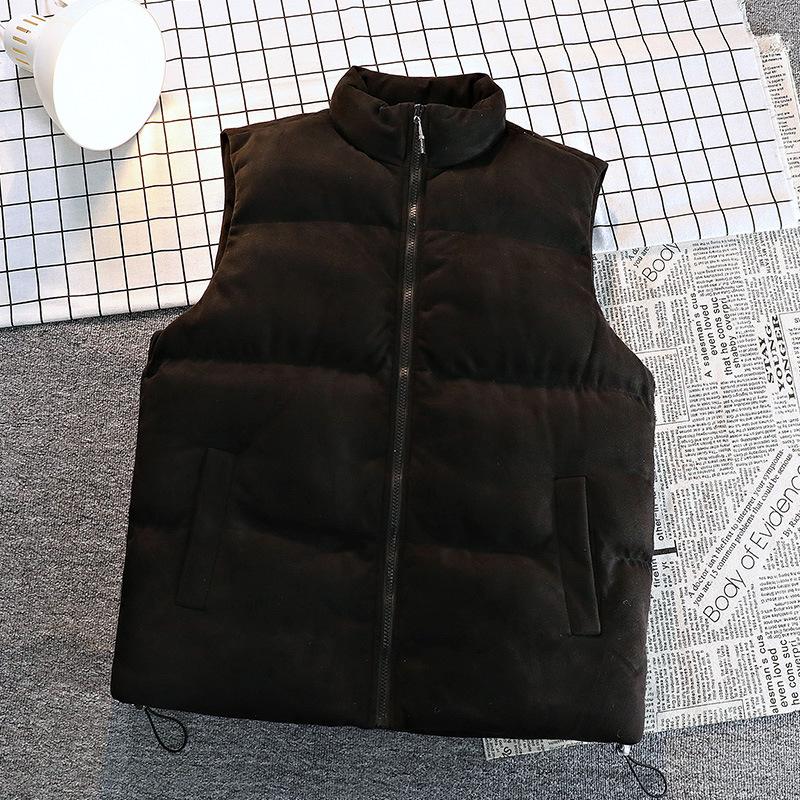 Замшевый повседневный жилет мужской и женский осенне-зимний утолщенный однотонный парный модный с воротником-стойкой хлопковый жилет мужской