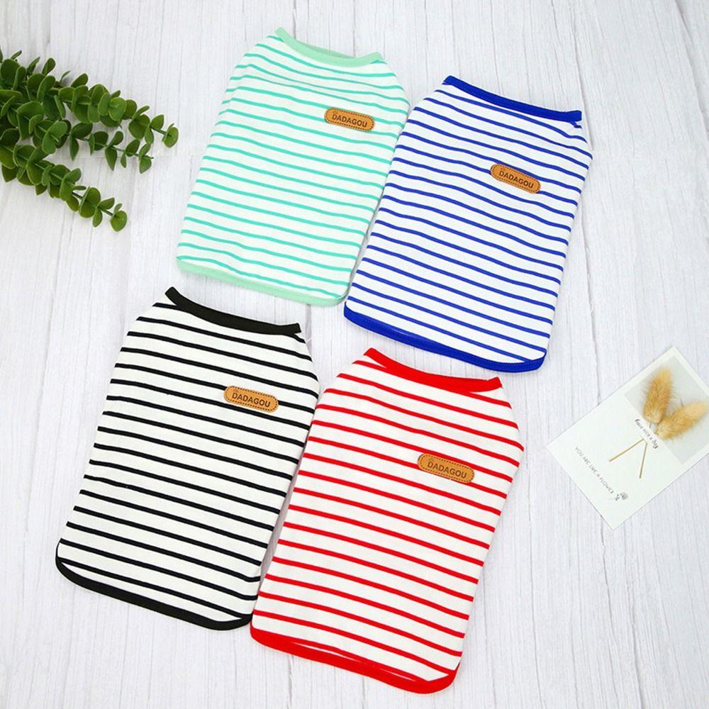Cotton Dog Clothes Striped Small Dogs Pullovers Cute Puppy Sleeveless Vest for Small Large Dog