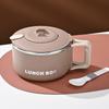 1200ML Stainless Steel Lunch Box Instant Noodle Bowl with Lid Drainable Heatable Microwaveable Lightweight with Handle Dorm Room