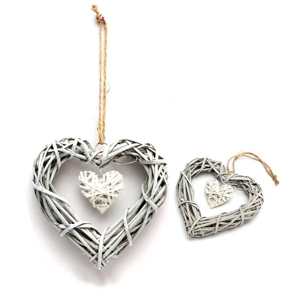 DIY Heart-shaped Pendants Wall Hanging Artificial Woven Wreaths  Wedding