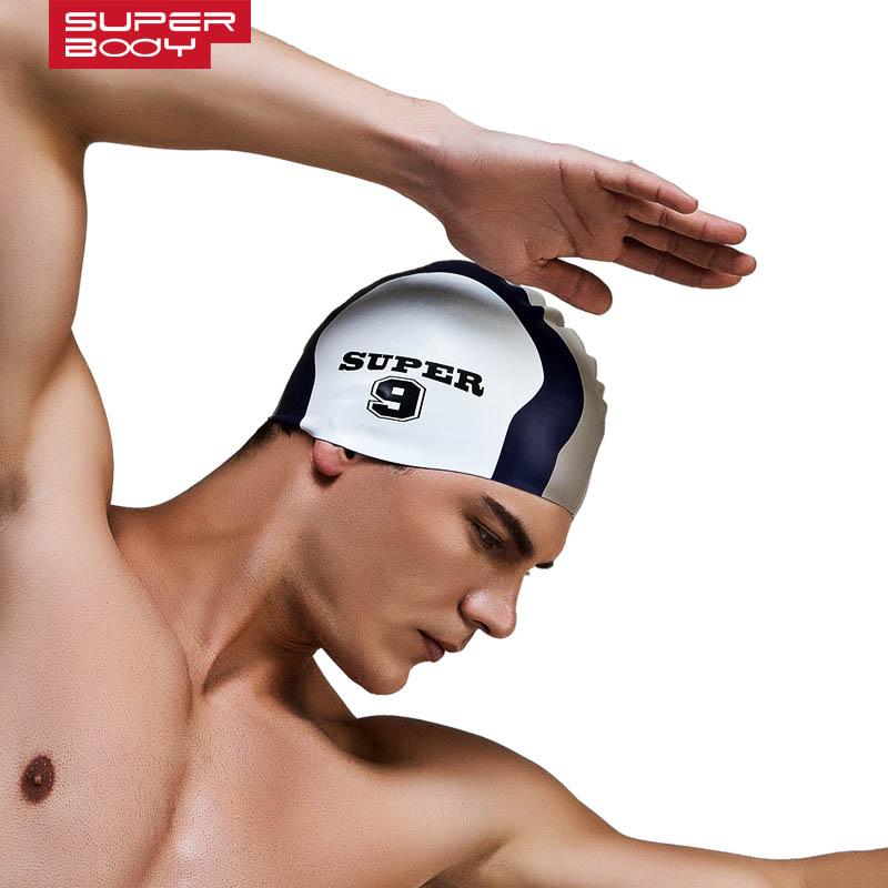 Summer water man swimming caps silicone boys new blue bathing cap male adult professional waterproof ear Sale