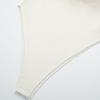 Women Off Shoulder Ribbed Knit Bodysuit Layer Flower Decor Skinny Playsuit Sleeveless Solid Color Female Playsuit
