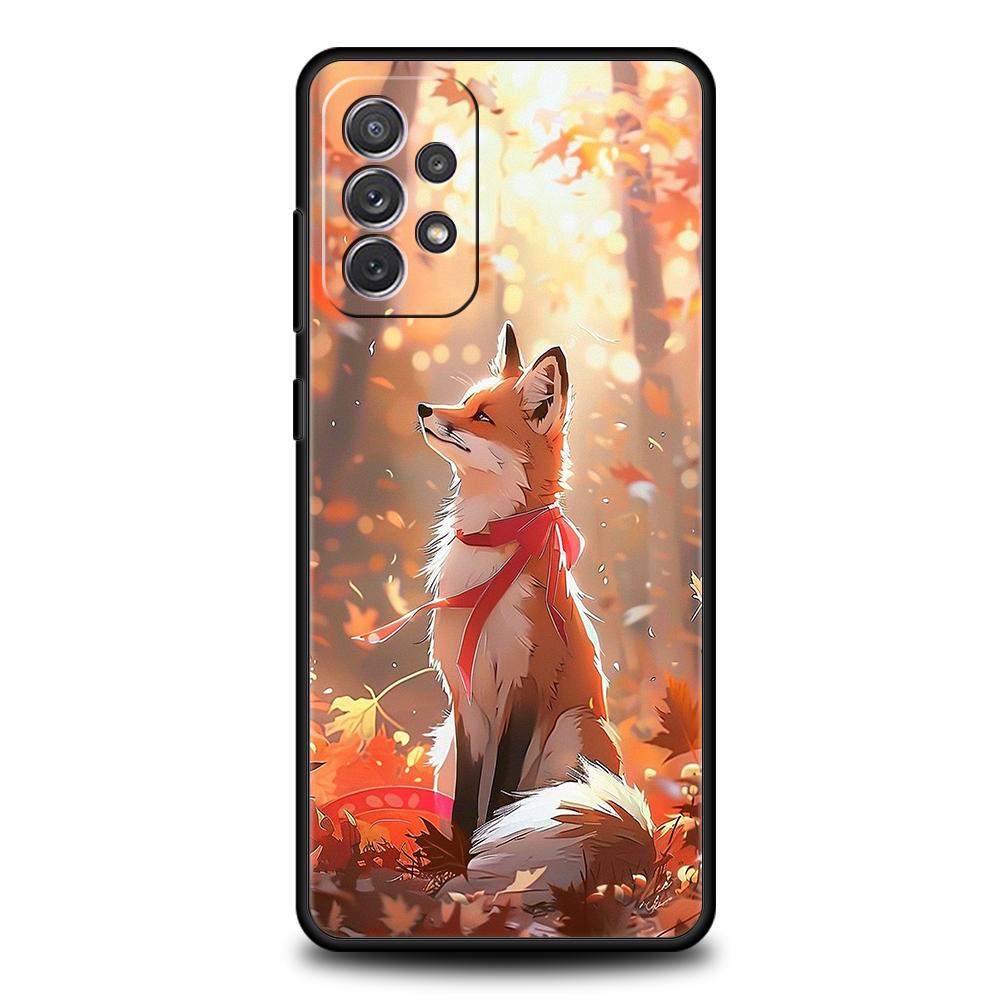 Чехол для телефона Samsung Galaxy A55 A53 A52 A52S A51 A41 A35 A32 A25 A23 A15 A13 A71 A72 5G Мягкий ТПУ Корпус Милое Животное Лиса Fundas