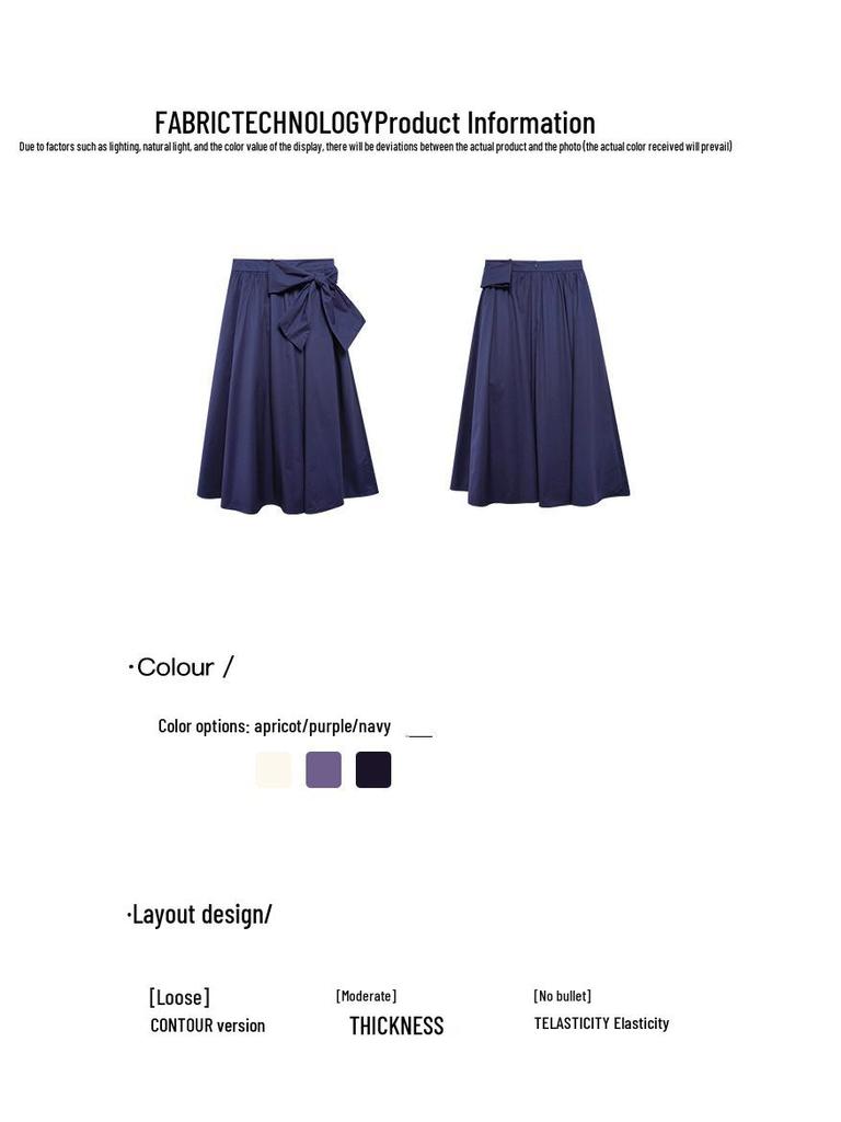 2025 Early Spring French Bow A-Line Skirt C3626: Gentle, Elegant, Large-Swing Design