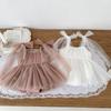 Newborn Baby Girl Sleeveless Mesh Princess Dress Cotton Romper Summer Photo Shoot Outfit 100 Days Celebration Infant Clothing