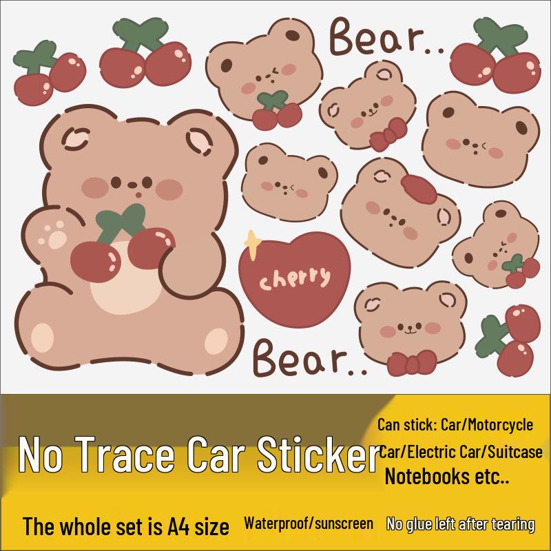 Little Bear Waterproof Electric Car & Motorcycle Tail Stickers - Creative Decoration