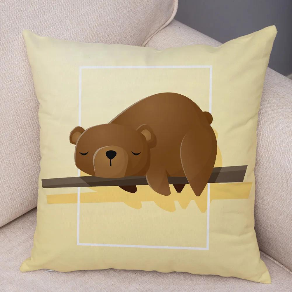 Милый мультяшный животный декор, наволочка, свинья, медведь, корова, акула, диван, наволочка для комнаты, детский сад, дом