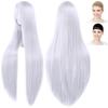 CaseEden Cosplay Wig, Premium, Smooth, Long, 100cm, Silver, 6128