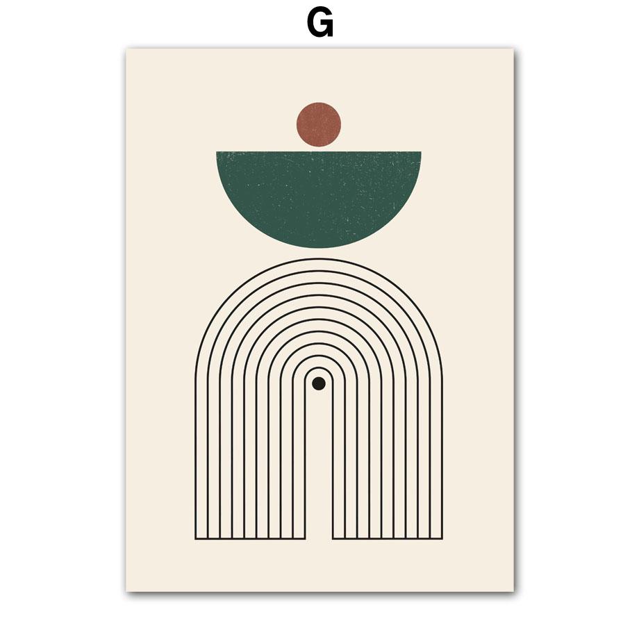 Бохо Геометрические фигуры Листья Солнце Постеры и принты Холст Картина Скандинавские абстрактные настенные картины Гостиная Домашний декор