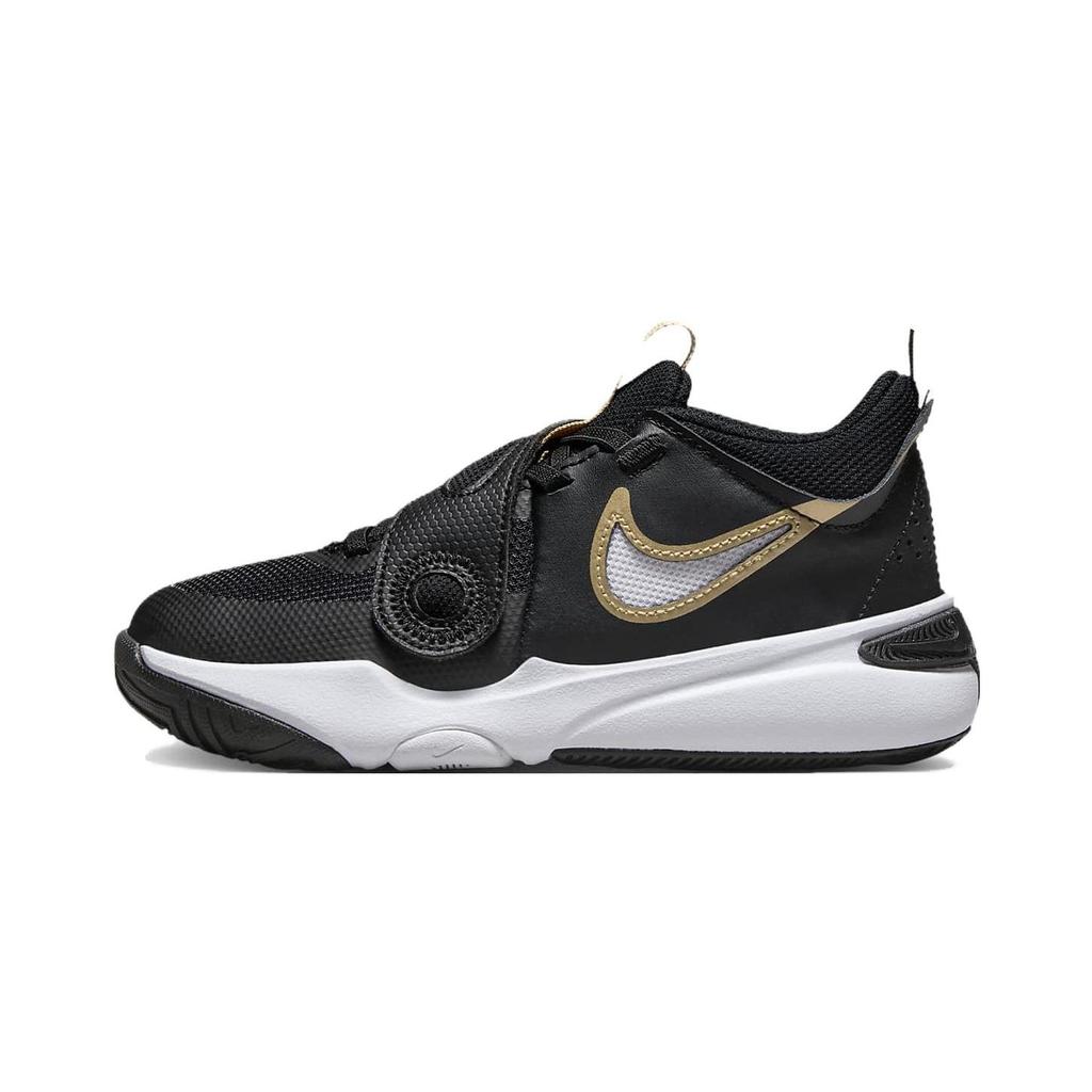 Nike Team Hustle D11 PS Black Metallic Gold Kids Sneakers White DV8994-004