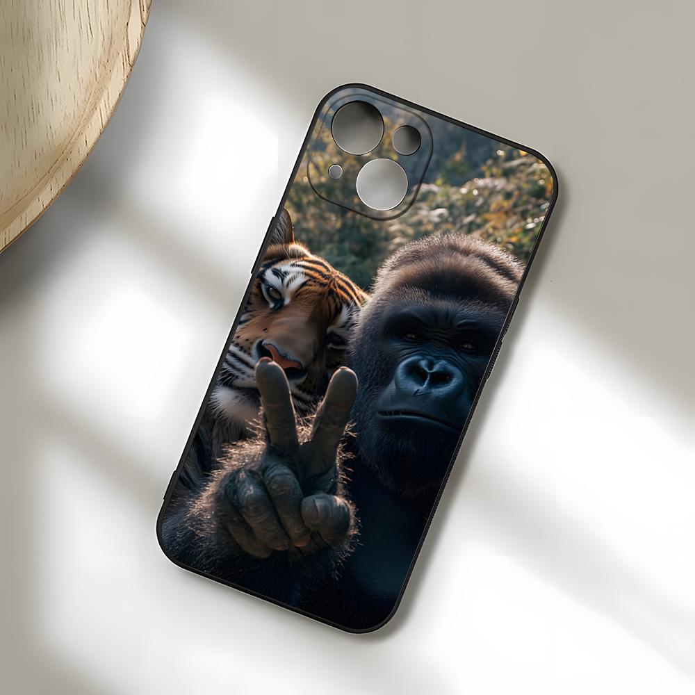 Смешной Чехол-Обезьянка Для IPhone 17 Pro Max 15 Pro 16 14 Plus 12 13 Mini 11 Pro Ударопрочный Мягкий Чехол