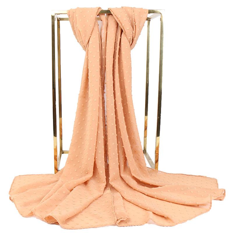 Solid Color Pom Pom Bubble Chiffon Hijab Scarf Fashion Women Long Shawl Wrap Muslim Headband Islamic Sjaal Turban