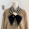 Korean Style High End White Collar Houndstooth Scarf for Women In Autumn and Winter Imitation Cashmere Small Neck Scarf  Versatile  Warm and Versatile