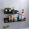 Stainless Steel Bathroom Shelf Black Shower Shampoo Storage Rack Adhesive Suqare Kitchen Bathroom Shlef 20cm 30cm 40cm 50cm