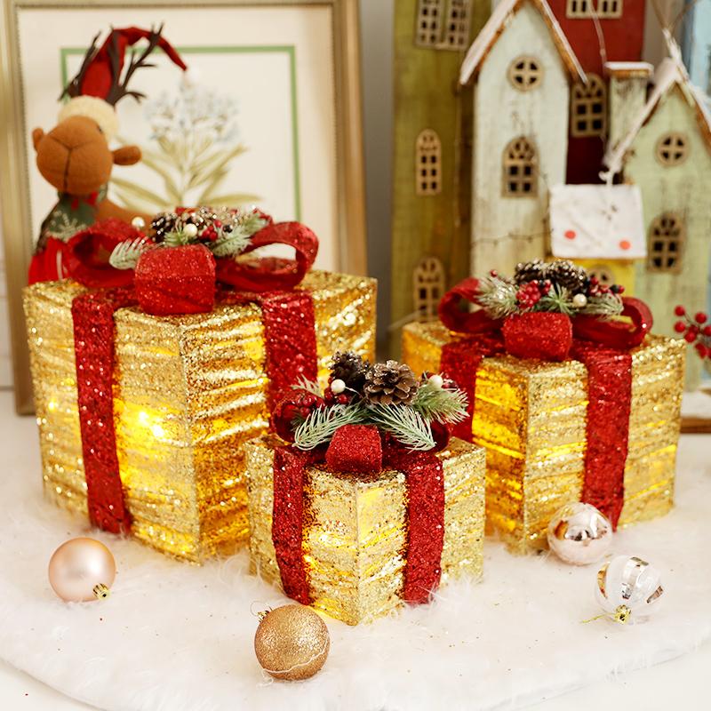 3 штуки рождественских подарочных коробок, украшения для окон на праздничную вечеринку, украшения для рождественской елки, рождественские подарочные коробки, подарочные наборы