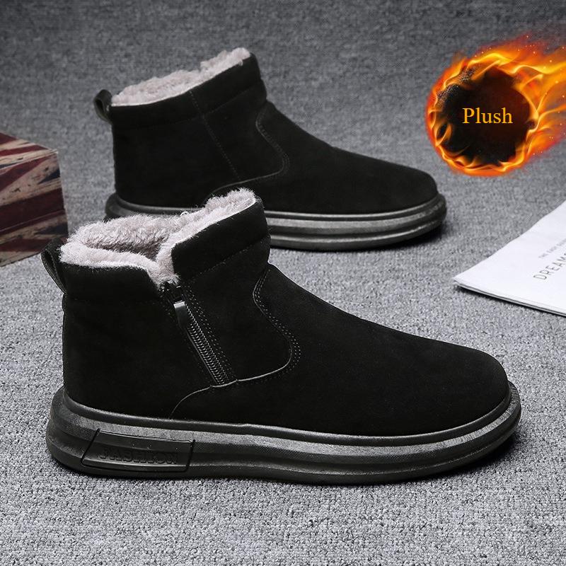 Winter Men's Snow Boots with Plush and Thick Midsole Ankle Boots, Thick Soles, Anti Slip and Warm Men's Cotton Shoes Boots
