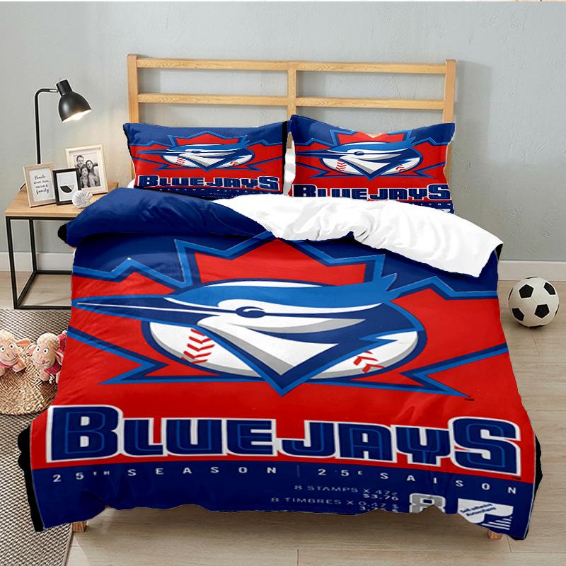 Blue Jays Baseball Season 3pcs Bedding Set,Including 1pc Duvet Cover And 2pcs Pillowcases Perfect Gift for Christmas,Ideal for Bedroom, Dormitory