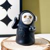 Halloween Party Table Centerpieces Ghost Figurine, Spooky Black Robe Statue, Cute Skull Statue for Gothic Home Decor Resin Ornament Tabletop Bookshelf