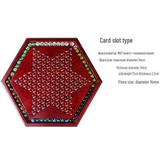 Checker Glass Marbles Wooden Tabletop Game, Chess, Card Game, Competitive Puzzle Toy with Drawer-style Storage.