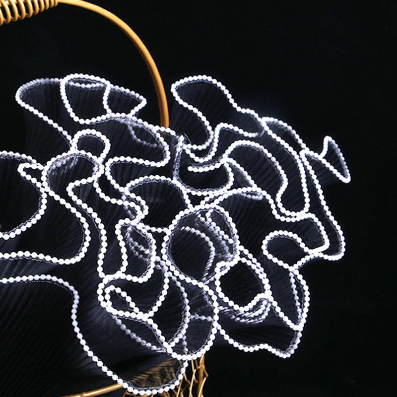 4Ярда*28СМ Упаковочное кружево Бумага Цветочная упаковка Сетка Пряжа Букет в рулоне Волнистая пряжа Жемчужная кромка Сетка Ручная работа Флорист