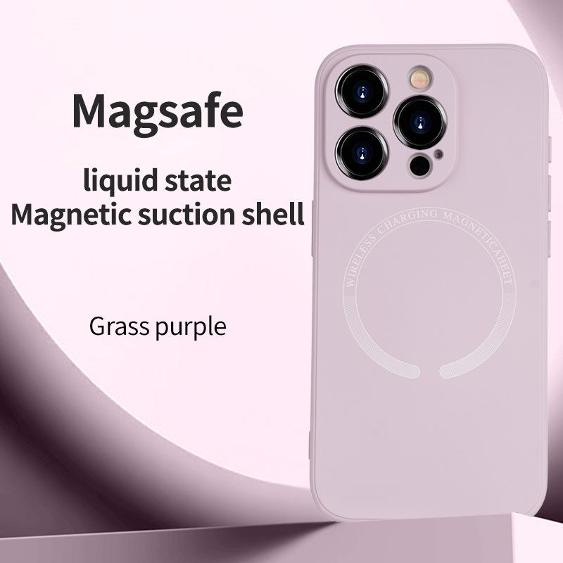 Применимый чехол для iPhone16PRO из жидкого силикона, магнитный чехол для мобильного телефона, iPhone17, полностью закрывающий объектив, мягкий защитный чехол i15