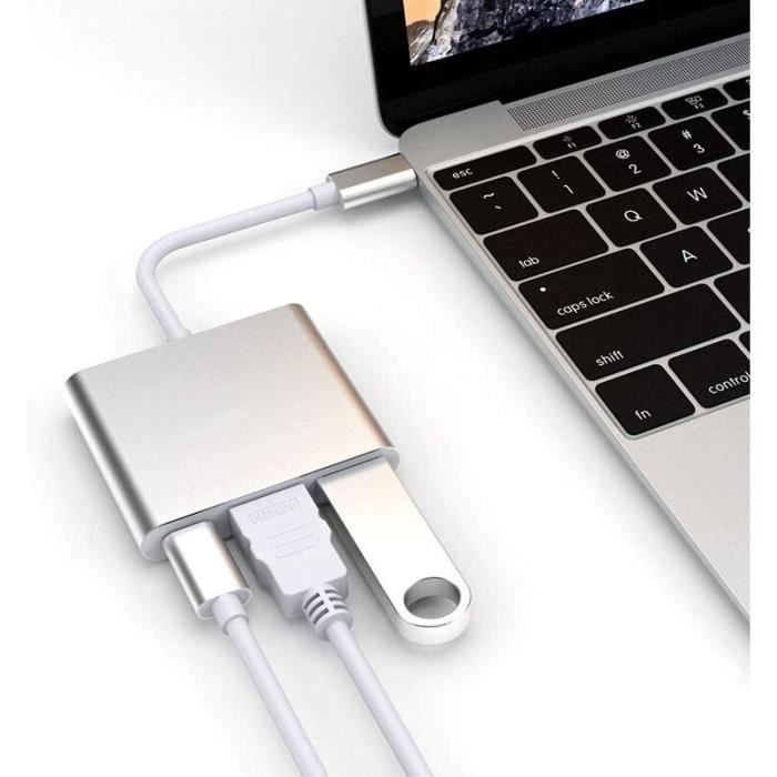 Adaptateur USB-C - GENERIQUE - Hub Type-C - HDMI 4K - USB 3.0 - Port de charge USB-C