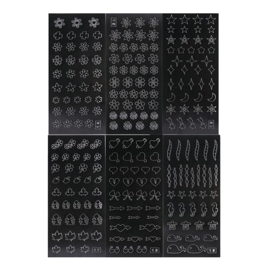 6Pcs Nail Art Stencil Stickers French Line DIY Manicure Tools Stencil Stickers for Creative Wavy Oblique Spray Designs