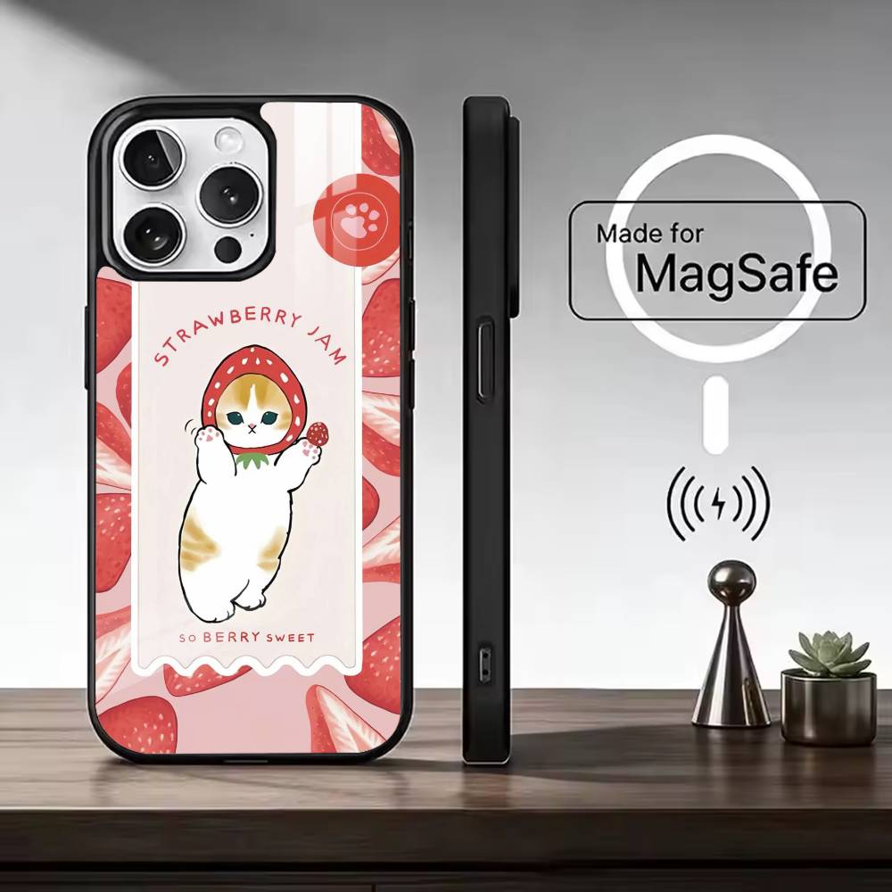 M-Mofusand Cat Cute Cartoon Phone Case For iPhone17,16,15,14,13,12,11 Plus,Pro Max, New Magnetic Wireless Charging