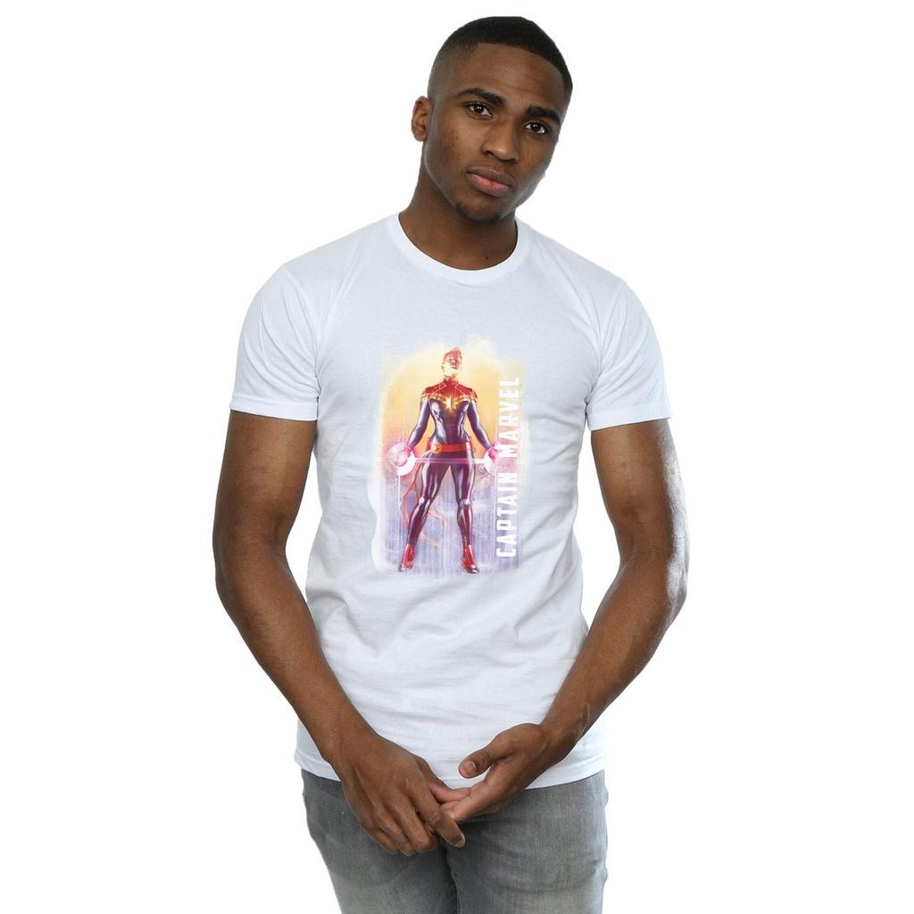 Marvel Mens Captain Marvel Watercolour T-Shirt
