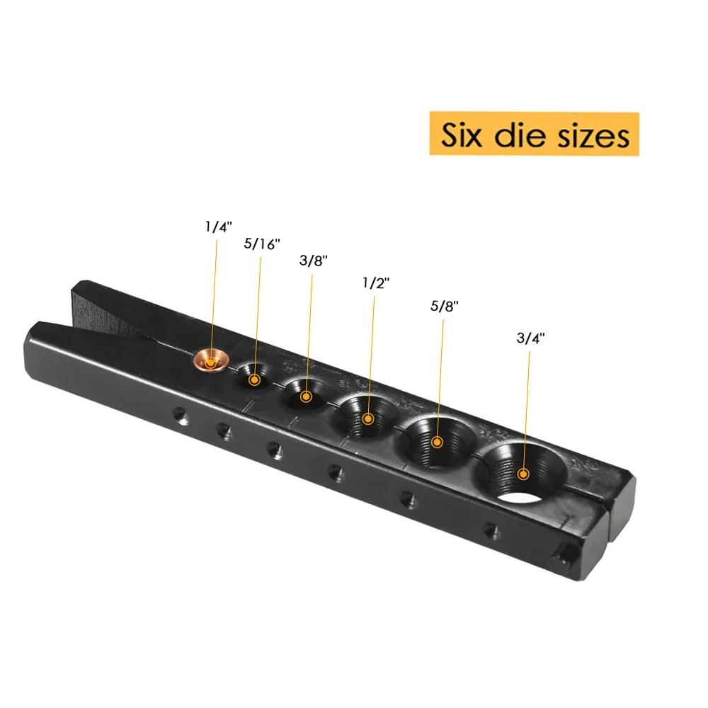 Набор эксцентриковых развальцовщиков для холодильной, водопроводной, газовой и тормозной линий. Трубопроводы. 6 размеров матриц: 1/4 - 3/4 дюйма