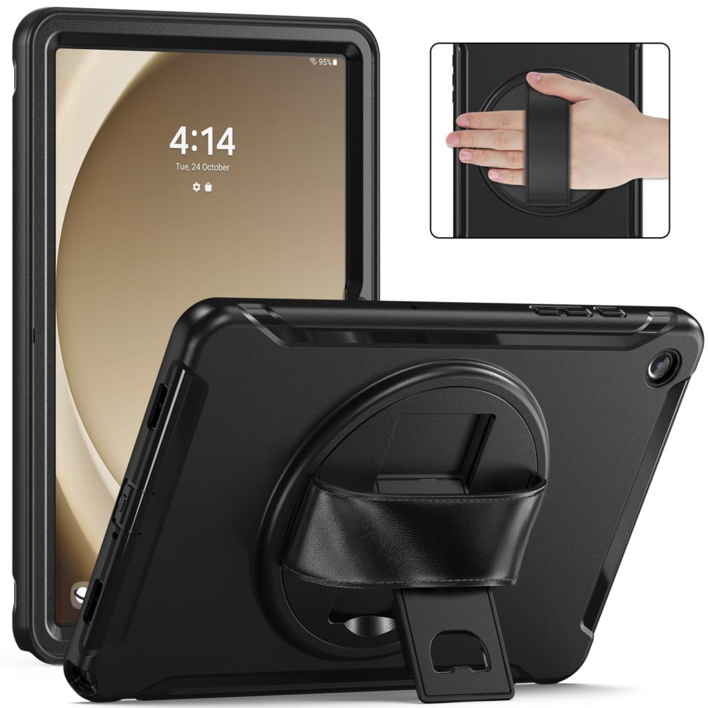 Чехол с ремешком на руку для Samsung Galaxy Tab A9 SM-X110 X115 X117 A9 Plus X210 X216 X218, 360-градусная вращающаяся обложка, 3-слойная защита Funda