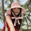 Wide-edged Bucket Hat Lace-up Sunscreen Hat Sweet Summer Cap  Women