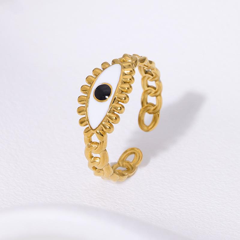 Открытое кольцо из нержавеющей стали с покрытием из 18-каратного золота: Простой, универсальный, нишевый дизайн, стойкий к выцветанию титановый стальной корпус.